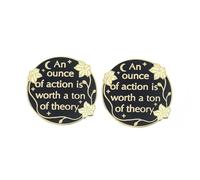 Lot de 2 épingles en émail « An ounce of action is worth a tonne of theory » - Épinglettes de motivation inspirantes pour homme et femme - Accessoires pour sac à dos et chapeau