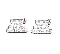 Lot de 2 épingles en émail avec citation inspirante - « You Are Exactly Where God Wants You to Be » en alliage pour veste, sac à dos, cadeau