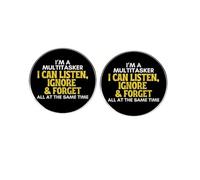 Lot de 2 épingles en émail avec inscription « I'm a Multitasker I Can Listen Ignore & Forget All at the same Time » - Avec phrase anglaise amusante - Insigne multitâche en alliage