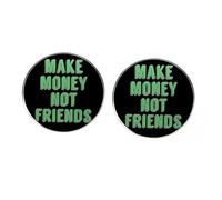 Lot de 2 épingles en émail avec inscription « Make Money Not Friends » - Pour amis, famille, collègues