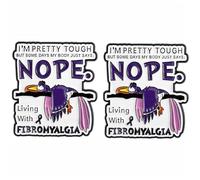 Lot de 2 épingles en émail Guerrier de la fibromyalgie, motif oiseau affaissé amusant « I'm Pretty Tough » avec ruban de sensibilisation, badge en alliage durable pour la fatigue chronique et les