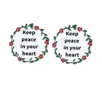 Lot de 2 épingles en émail Keep Peace in Your Heart - Épingles à boutons en alliage avec couronne florale, symbole de calme, de soins personnels, d'harmonie naturelle et d'énergie positive