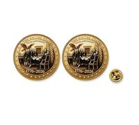 Lot de 2 épingles en émail plaqué or pour 250e anniversaire, 250 ans d'anniversaire, 3,6 cm - Accessoires de collection pour la fête des patriotes et le jour de l'indépendance, One size, Métal, Pas de