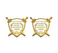 Lot de 2 épingles féministes en émail - Don't Tell Me Women Are Not the Stuff of Heroes Gold Shield Badge avec épées, double pochette, cadeau féministe inspirant pour femmes, activistes