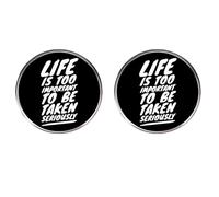 Lot de 2 épingles « Life Is Too Important To Be Taken Seriously » - Alliage de verre - Épingles de motivation amusantes pour vestes, sacs à dos, chapeaux