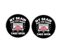 Lot de 2 épingles ouvertes en émail avec inscription « My Brain Has Too Many Tabs » - Pour amis, famille, collègues