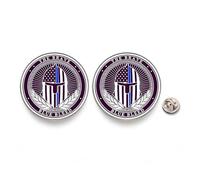 Lot de 2 Épingles Vintage Knight Armor Thin Blue Line Police Honor Épinglettes - Boutons ronds en alliage, design de courage bleu brave bleed, merci soutien de la police