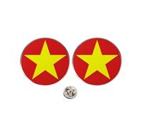 Lot de 2 épinglettes rondes en alliage avec drapeau du Vietnam, 3 cm, cadeaux souvenirs de voyage, accessoires patriotiques pour vétérans de la fête nationale