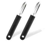 Lot de 2 Epluche Legume, Eplucheur Légumes, Econome Legumes avec Lame Acier Inoxydable, Poignée Antidérapante Ergonomique, pour Éplucher Pommes de Terre, Carottes, Fruits et Légumes Variés