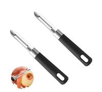Lot de 2 Eplucheur Légumes, Éplucheur pivotant en Acier Inoxydable Manuel Epluche Pomme Poignée Antidérapante Ergonomique Couteau Epluche Cuisine Manuel à Lame Fixe pour Légumes Fruits (Noir)