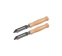 Fackelmann 41944 Lot de 2 Eplucheurs à légumes, Couteaux éplucheur, éplucheurs, Bois, Acier Inoxydable, 15,5 x 1,8 cm