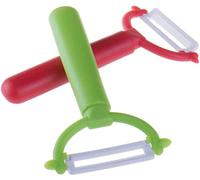 Lot de 2 éplucheurs de légumes à lame en céramique de qualité supérieure pour fruits, carottes, pommes de terre, courgettes, concombres et légumes, nouilles épaisses et boucles amusantes. Facile à