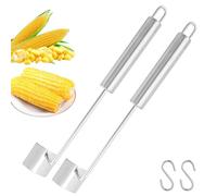 Lot de 2 éplucheurs de maïs avec 2 crochets en S, outil de décapage pour épi de maïs, facile à nettoyer, gadget de cuisine en acier inoxydable, outil de décapage de cors