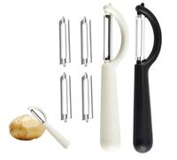Lot de 2 éplucheurs en acier inoxydable avec 4 lames de rechange - Éplucheur de pommes de terre et légumes compatible avec Tupper, Fackelmann, WMF, Rösle, Solingen - Éplucheur économique pour carottes