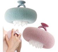 Lot de 2 éponges de bain en luffa tournesol de 11 x 11 cm, brosse à dos à ventouse, boule en maille, pouf de douche avec crochet de suspension, brosse de douche pour homme et femme