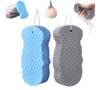 Lot de 2 éponges de bain exfoliantes magiques 3D super douces pour le corps, douces pour la peau et réutilisables pour salle de bain pour femmes, hommes, enfants (2 pièces)