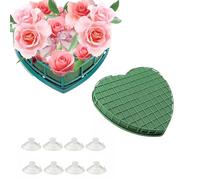 Lot de 2 éponges en mousse florale en forme de cœur de 21 cm pour fleurs, arrangements floraux avec grille, mousse florale humide, mousse florale pour fêtes, cadeaux, mariage
