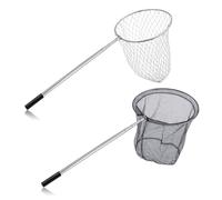 Lot de 2 épuisettes de pêche télescopiques rétractables 40-120 cm en acier inoxydable filet de volaille amovible pour poulet, canard, oie, dinde, poisson