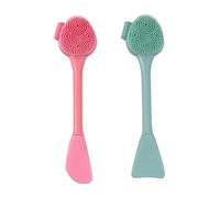 Lot de 2 épurateurs de visage en silicone, brosse nettoyage des pores à double tête 6, 3 pouces, brosse lavage du visage pour la boue, l'argile, le masque mélangé au charbon bois, exfolian
