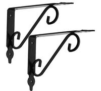 Lot de 2 Equerre Etagere Murale Métal,Supports D'étagères Décoratifs,Support Equerre D'étagere en Fer Forgé,Supports Triangulaires de 90 Degrés,pour Salle de Bains,Cuisine,Salon(Noir)(290x240mm)