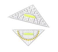 Lot de 2 équerres avec poignée, petits et grands, en plastique transparent, équerre flexible pour dessin technique, mathématiques et art, facette, bord vertical