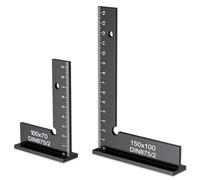 Lot de 2 équerres de menuisier avec échelle de mesure pour ingénieur, menuisier, laboratoire, travail du bois, atelier, construction métallique