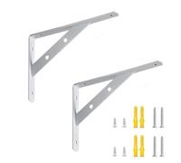 Lot de 2 Équerres Étagère de Fixation Murale, Tablette Murale à Suspendre avec Vis, pour Bibliothèque Salon Chambre (A,25cm/9.84in)