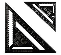Lot de 2 équerres métriques en aluminium pour menuiserie, travail du bois, toiture, encadrement, ingénierie, carrelage - 30,5 cm et 17,8 cm - Noir