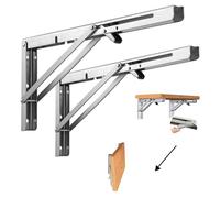 Lot de 2 équerres pliantes en acier inoxydable - 500 mm - Charge maximale : 100 kg - Support de console pliable pour bricolage