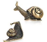 Lot de 2 escargots décoratifs d'extérieur en Laiton avec Effet décoratif Feng Shui. Signification de l'escargot Marche Lentement et d'un Voyage sûr, Convient pour la décoration de Bureau d'ordinateur