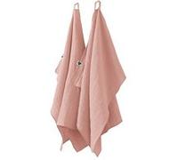 OUREA - Lot de 2 Essuie-mains 50x70cm Gaze de Coton Rose Pêche -