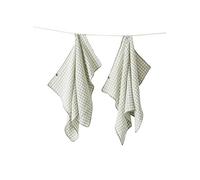 Lot de 2 Essuie-mains 50x70cm Gaze de Coton Vichy Coloris Eucalyptus - JOEL -