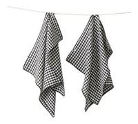 Lot de 2 Essuie-mains 50x70cm Gaze de Coton Vichy Coloris Truffe - JOEL - ALTOBUY Noir G