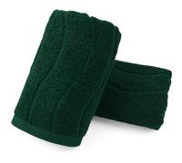 Lot de 2 essuie-Mains en Jacquard à Rayures ondulées pour Salle de Bain, Cuisine, Cadeaux (33 x 73 cm, 100% Coton) - Vert forêt