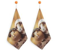 Lot de 2 essuie-mains mignons en forme de cochons d'Inde, ultra doux et absorbants, à séchage rapide, pour cuisine, salle de bain, décoration d'intérieur, 27,9 x 27,9 cm