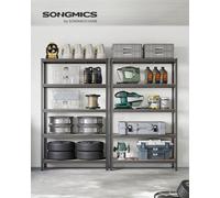 Lot De 2, Étagère De Rangement À 5 Niveaux, 60 X 120 X 200 Cm, Capacité 750 Kg, Planches Réglables, Style Industriel, Pour Cuisine, Salon, Gris Brume