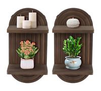 Lot de 2 Etagere Murale Bois Boheme, Tablette Suspendue Murale Arc en Ciel étagères flottantes suspendues étagères murales déco Support Mural Étagère pour Chambre à Coucher, Salon, Salle de Bain