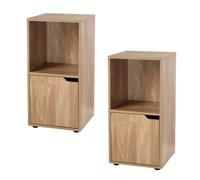 Lot de 2 étagères 2 Cases décor Bois 1 Porte