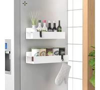 Lot de 2 étagères à épices magnétiques pour réfrigérateur, étagère à épices, étagère de rangement magnétique portable, boîte de rangement pour condiments de cuisine, support mural, pour une