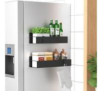 Lot de 2 étagères à épices magnétiques pour réfrigérateur, étagère à épices, étagère de rangement magnétique portable, boîte de rangement pour condiments de cuisine, support mural, pour une