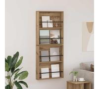 Lot de 2 étagères à magazines en chêne Artisan, 60 x 12 x 70 cm, montage mural avec étagères réglables, pour salon, bureau, couloir, rangement et ordre peu encombrant