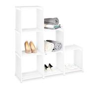 lot de 2 étagères à marches, 6 compartiments, étagère stable, système de rangement, séparateur de pièce, blanc