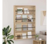 Lot de 2 étagères à revues en chêne Sonoma - 100 x 12 x 70 cm - Montage mural - Peu encombrant - Avec étagères réglables pour magazines, brochures, livres, documents, organiseurs