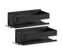 Benkstein Lot de 2 étagères de douche - À coller ou à percer - Panier de douche à suspendre - Montage sans perçage - Support pour gel douche et shampoing - Organiseur de salle de bain