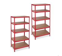 relaxdays 2 x étagère pour charges lourdes 180x90x60 en rouge