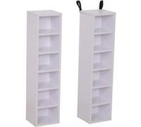 HOMCOM Lot de 2 étagères colonnes Armoire de Rangement CD-DVD 6 + 6 Compartiments dim. 21L x 19l x 88H cm capacité Max. 160 CD Blanc