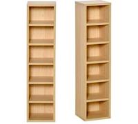 HOMCOM Lot de 2 étagères colonnes Armoire de Rangement CD-DVD 6 + 6 Compartiments dim. 21L x 19l x 88H cm capacité Max. 160 CD Coloris hêtre