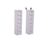 Lot de 2 étagères colonnes armoire de rangement CD-DVD 6 + 6 compartiments dim. 21L x 19l x 88H cm capacité max. 204 CD blanc