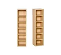 HOMCOM Lot de 2 étagères colonnes Armoire de Rangement CD-DVD 6 + 6 Compartiments dim. 21L x 19l x 88H cm capacité Max. 160 CD Coloris hêtre
