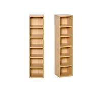 Lot de 2 étagères colonnes armoire de rangement CD-DVD 6 + 6 compartiments dim. 21L x 19l x 88H cm capacité max. 204 CD coloris hêtre